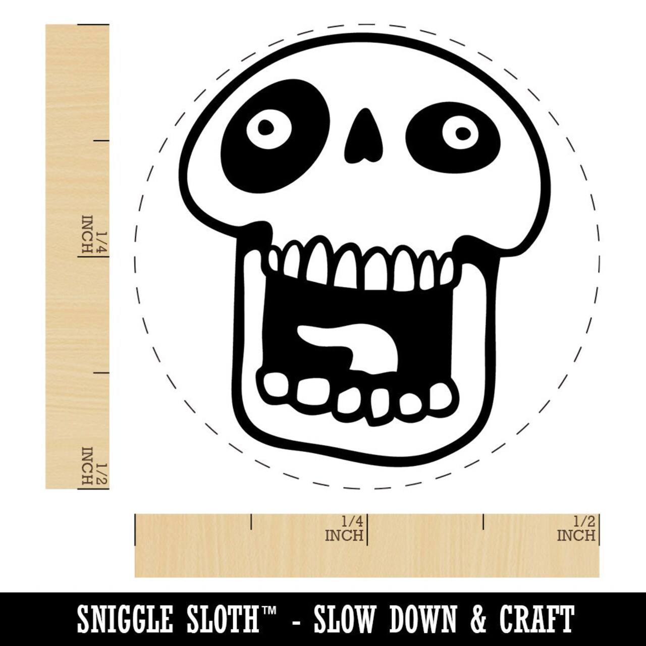 Laughing Silly Cartoon Skull Bones Character Self-Inking Rubber Stamp for Stamping Crafting Planners